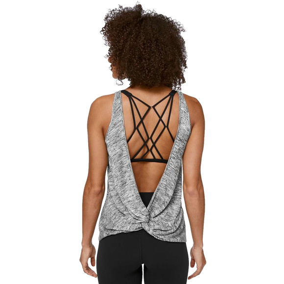 Lululemon Mix and Mingle Tank Heathered Vapor Melanite V Neck Linen Knit Size 6 - Picture 2 of 9